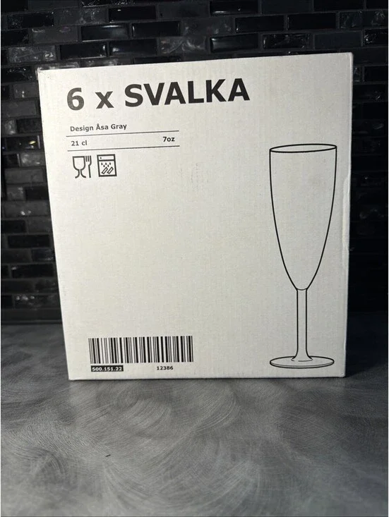 IKEA Swedish Champagne Flute Clear Glass 6 pack 500.151.22 Tall Slender Åsa Gray