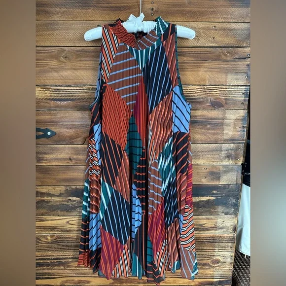 C Est 1946 Sleeveless‎ Patchwork Midi Dress XL  Boho Abstract Print