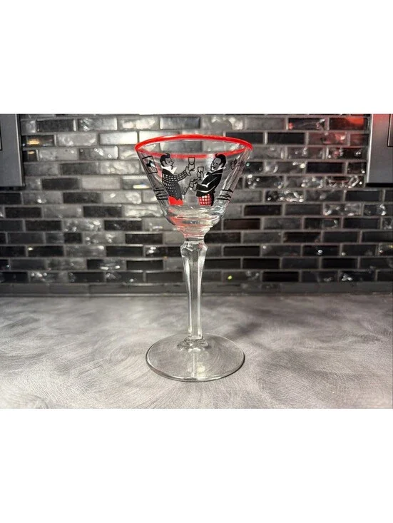 Vintage 1940s Libbey Pickwick Merrymaker Cordial Cocktail Martini Glass