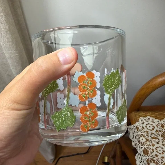Vintage Garden Vegetable Rocks Glass Tomato Rhubarb Farmhouse Kitchen Decor