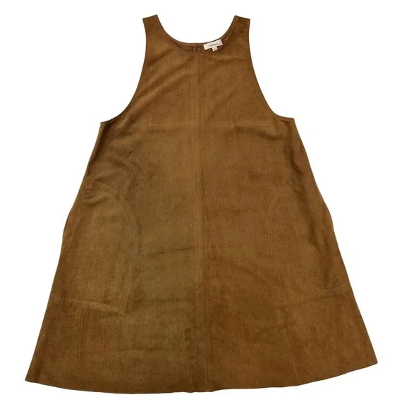 Wilfred Aritzia Faux‎ Suede A-Line Shift Dress Brown Sleeveless Mini Size S