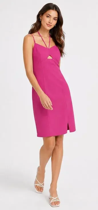 Bar III Womens Cut Out Strappy Mini Dress Pink Size Large New Sleeveless