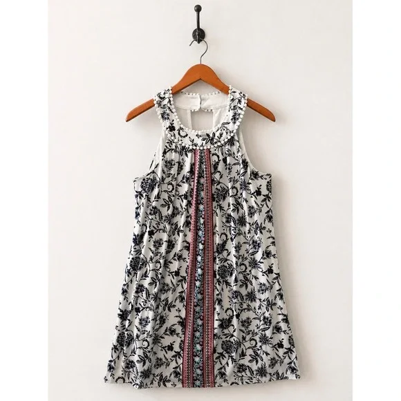 Three Pink Hearts Floral‎ Sleeveless Shift Dress Size Large Boho Lined