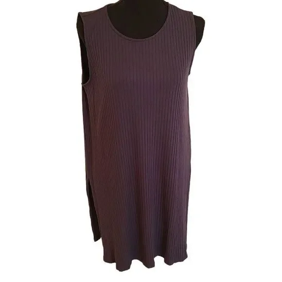 J Jill Womens Ribbed Sleeveless Shift Grey Casual Dress Medium Petite