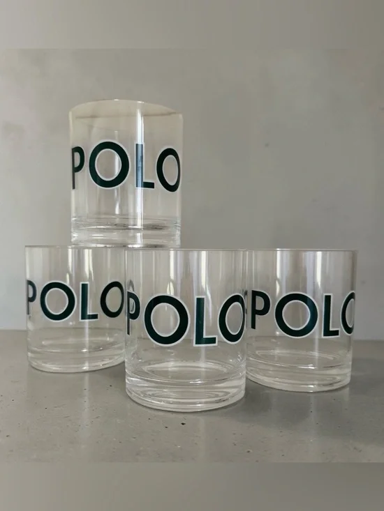 Polo by Ralph Lauren Clear Plastic Tumbler Set with Green Logo