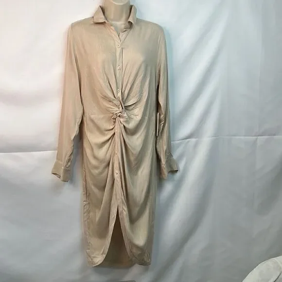 Cotton Candy LA Beige Shirt Dress Small NWT