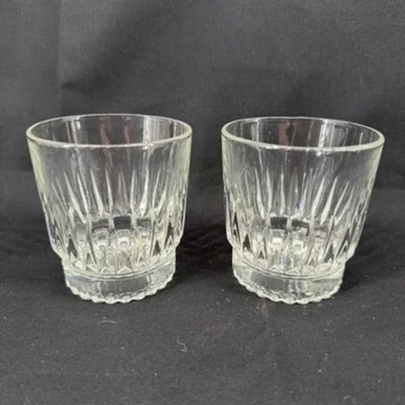 Libbey DuraTuff Winchester Rocks Glasses Set of 2 Clear Faceted 8oz USA Made