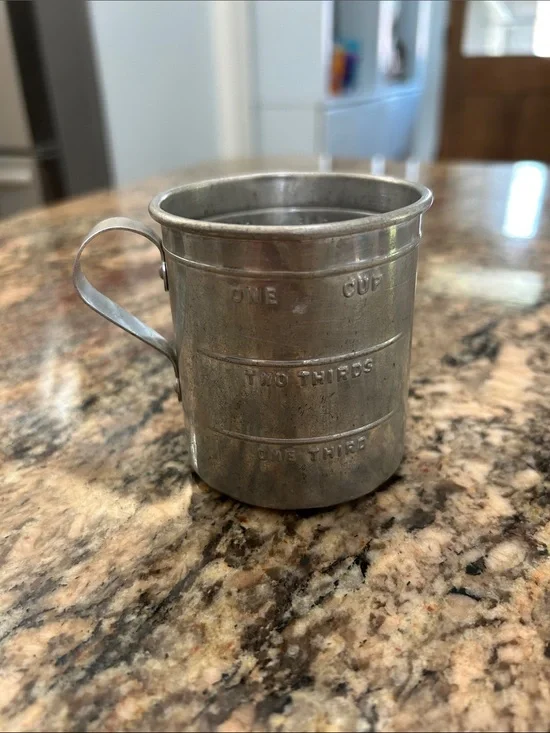 Vintage Metal Measuring Cup - Silver Finish