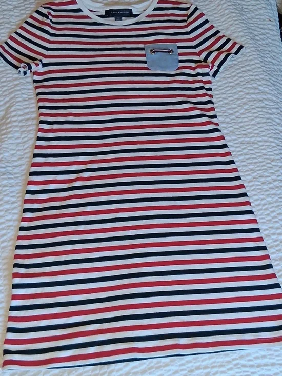 Tommy Hilfiger Red, White & Navy Striped Short-Sleeve Dress