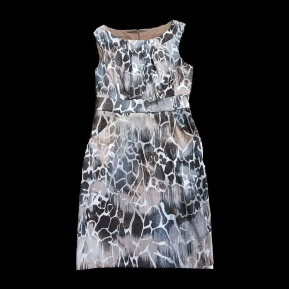 Connected Apparel Sheath Dress Animal Print Neutral Size 8