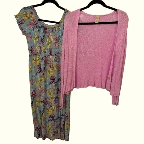Soft Surroundings Dress Woman’s Size M Short Sleeve Maxi Dress With Swea…