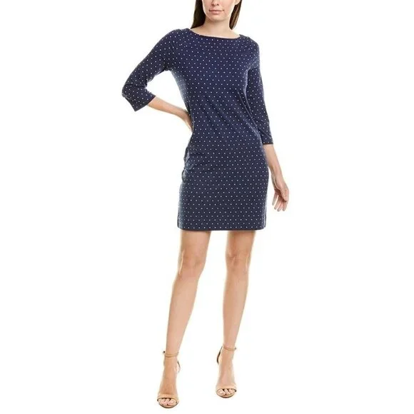 DVF Diane von Furstenberg Ruri Polka dot retro navy shift dress new X-Small 2 4