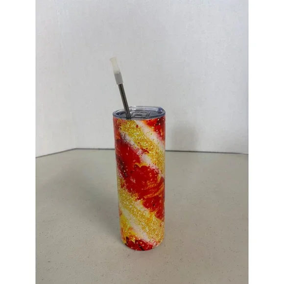 Autumn Maple Leaf Skinny Tumbler Stainless Steel Insulated Cup‎ with Straw
