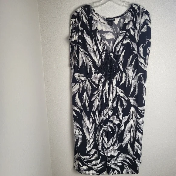 Lane Bryant Black Gray Evening Dress With Beaded Front Women's Size 18/20