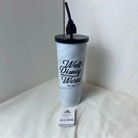 Walt Disney World Metal Tumbler W/Silicone Castle Straw New W/Tags