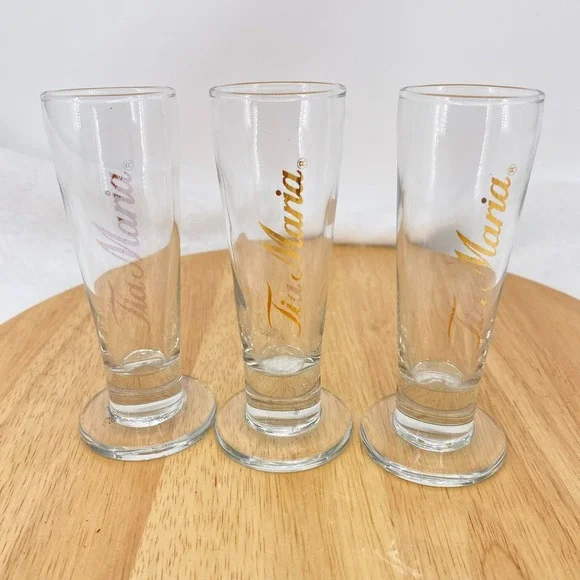 TIA MARIA Cordial Liqueur Shot Glasses 2 oz Footed Heavy Base 4.5