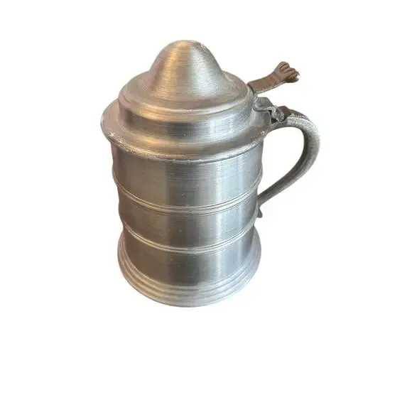 Vintage Pewter Stein Ice Bucket Beer Bucket with Hinged Lid & Handle
