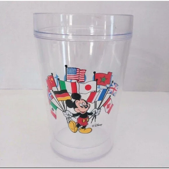 Walt Disney World Epcot Center Mickey World Flag Plastic Souvenir Cup