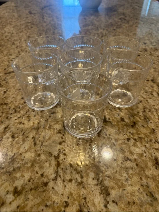Pottery Barn Clear Textured Glass Tumblers - Set of 7