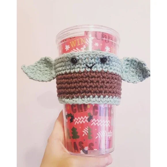 Baby space alien coffee cozy, Star coffee sleeve