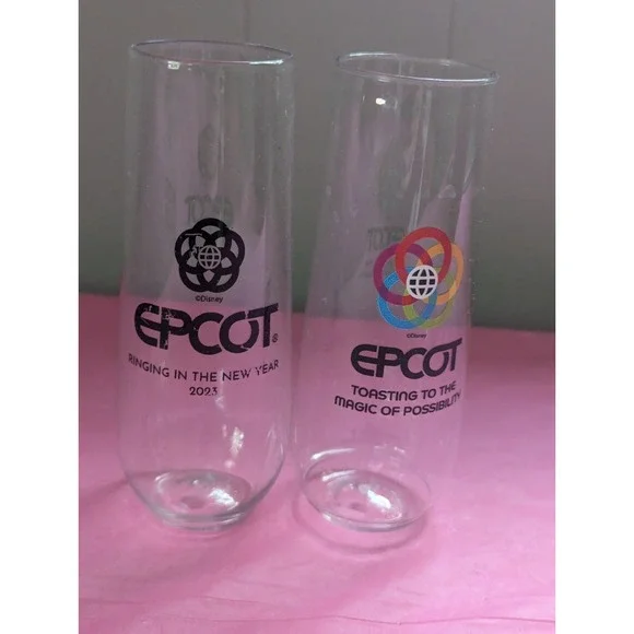 2 lot Plastic‎ Epcot cups ringing in new year 2023 toasting magic of possibility