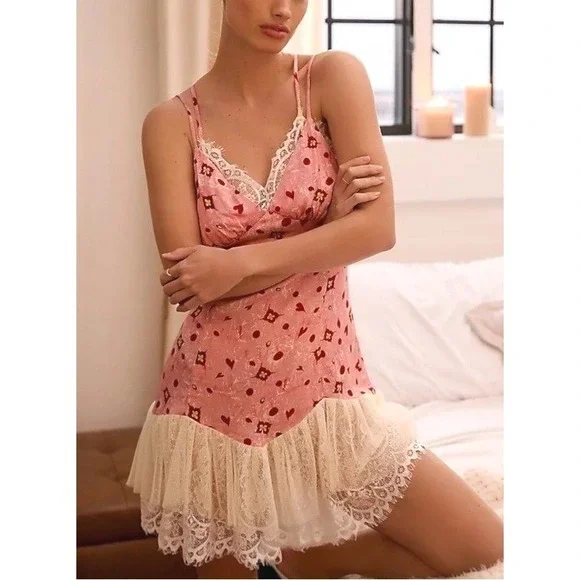 Anthropologie‎ Gulhatun Aydin Sweetheart Mini Lace Dress Coquette XS Balletcore