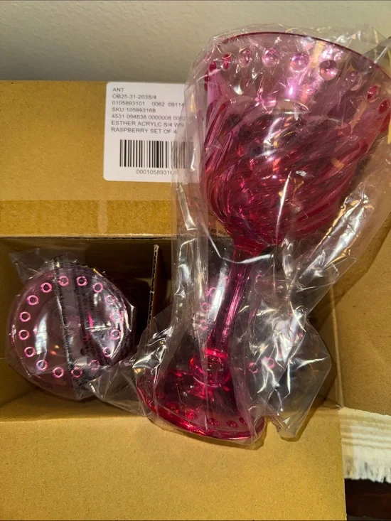 Anthropologie (4) Acrylic Wine Glasses NEW IN BOX