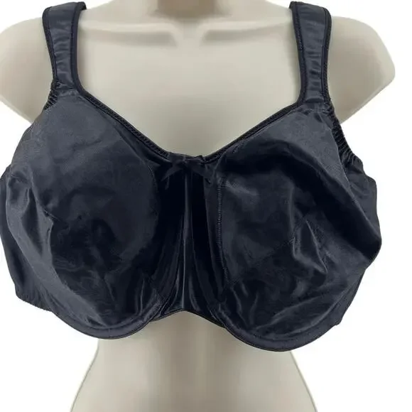 Bali Satin Tracings Full Coverage Underwire Minimizer Bra 3562 42DD Black