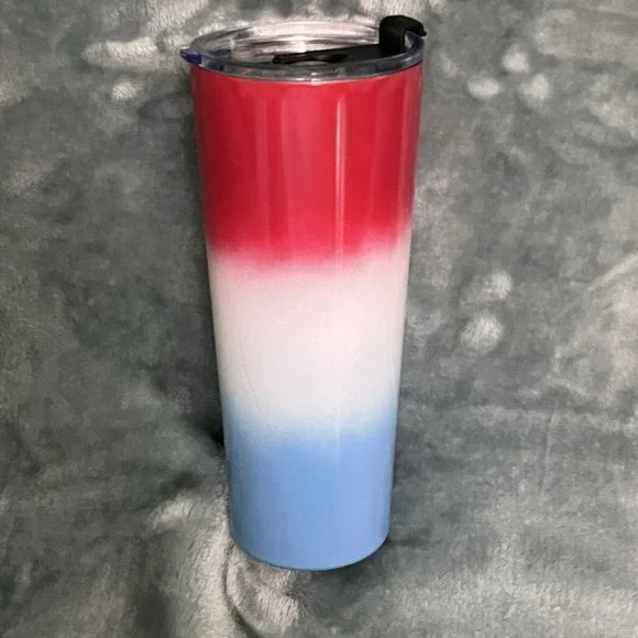 Americana Flag Red‎ White Blue Patriotic 20oz Tumbler Cup With Lid