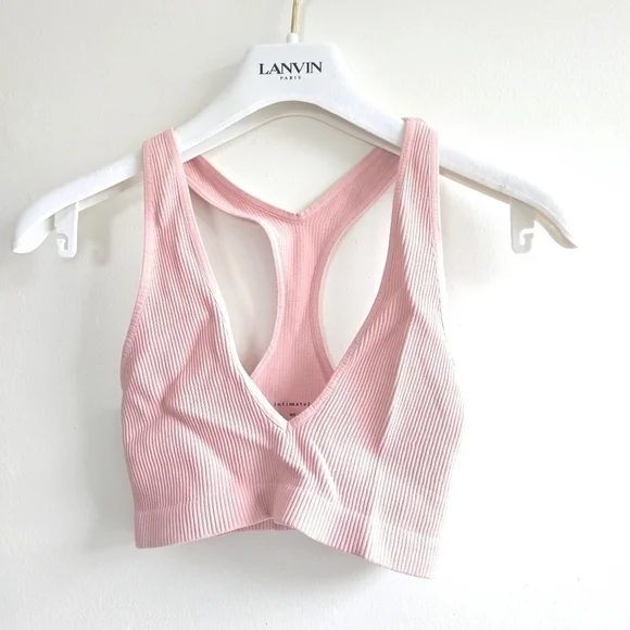 New Free People Intimately Solid Rib Light Pink / Blush Brami NWOT Size M/L