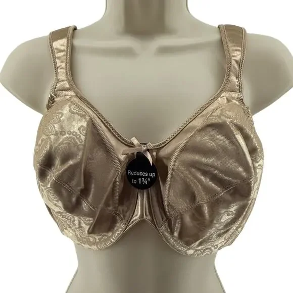 Bali Minimizer Satin Tracings Comfort Strap Underwire Bra 36D Beige