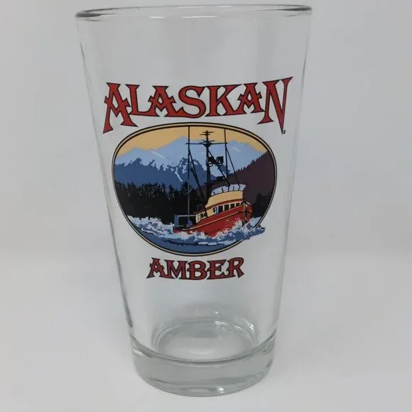 16-Oz Alaska Amber Alt Style Beer Pint Beer Glass RARE *SEE DETAILS