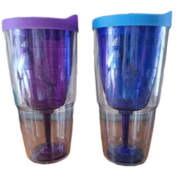 Tervis Set Of 2 Wine Glass Tumblers W/Lids 16 Ounce Insulated