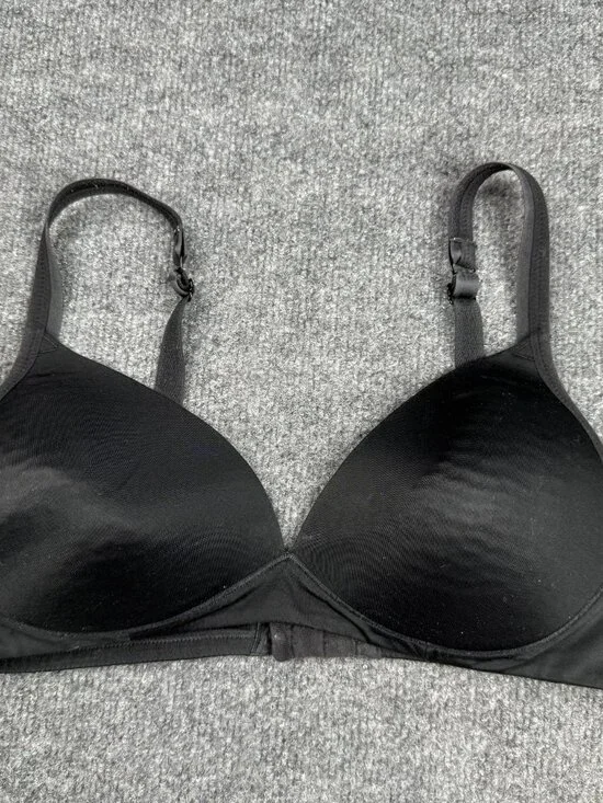 Black Wirefree Front Clasp Bra No Size Tag Fits Approx XL Check Measurements