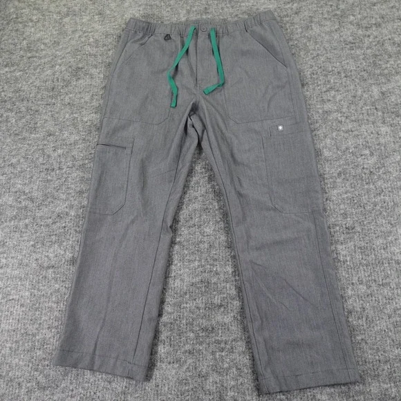 Figs Scrub Pants Mens Medium Grey‎ Cairo Cargo Pockets Zip Nurse Inseam 26.5''