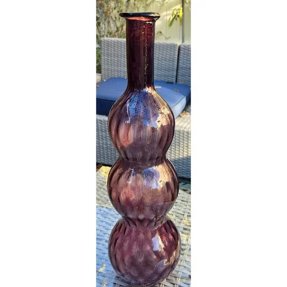 1960 Empoli Triple Gord  Amethyst  Purple Italian‎ Glass Decanter 18.5