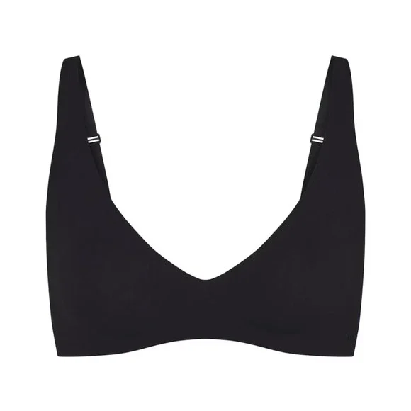 Skims Naked Plunge Bra BR-PLG-1865 Onyx Black Size Large Seamless Underwire-Free