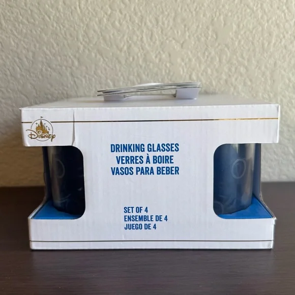 Disney Mickey Mouse Drinking Glasses Set of‎ 4 Tumblers Barware NEW