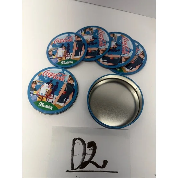 Coca-Cola Rodilla‎ Coasters Set w/ Tin Storage - 5 Pcs - Used - Good