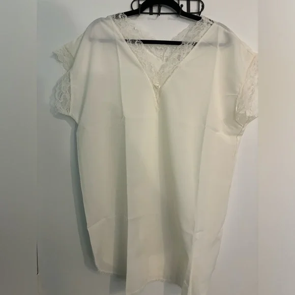Vintage ORWECO Frocks Short‎ Sz Sm AV9005 Ivory Polyester Satin Short Nightgown