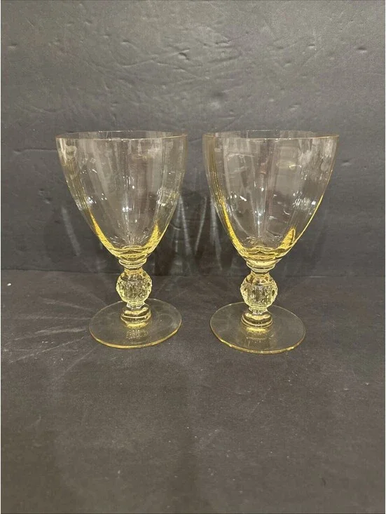 Cambridge Aurora (2) Mandarin Gold Yellow Water Goblet Glasses 6”