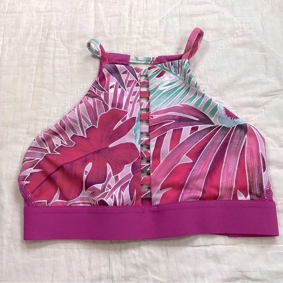 Nike Hawaiian Tropical Floral Ladder High Neck Sports Bra Small‎