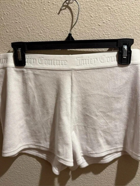 Juicy Couture White Logo-Trim Lounge Shorts