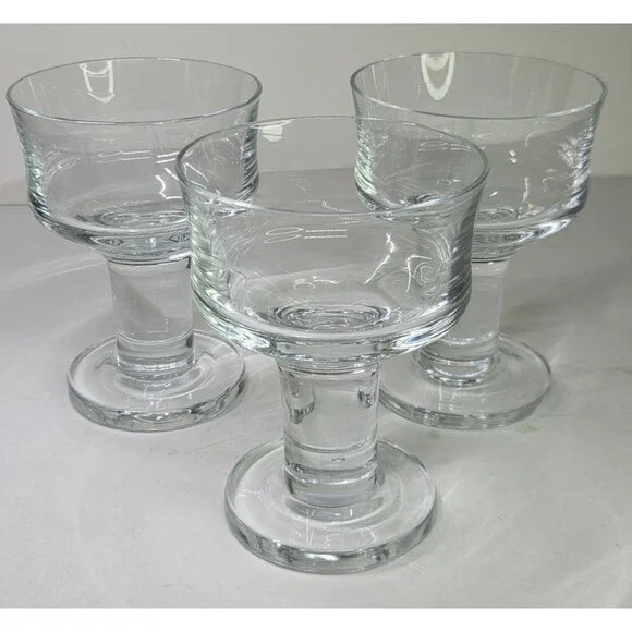 Set of 3 Krosno Thor Svend Jensen Crystal Wine Water Goblets Glasses Champagne