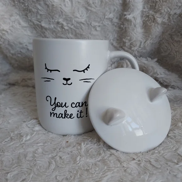Cute Cat Mom Coffee Tea Cup with Lid 