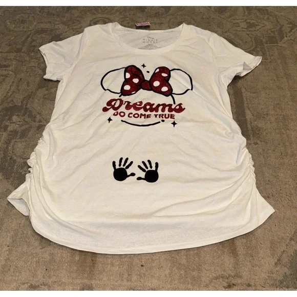 Disney Minnie Mouse‎ Maternity T-shirt Shirred Sz Medium 