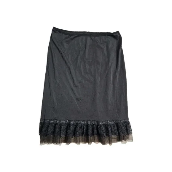 Vintage Women's Carter's Skirt‎ Slip Brown  Lace Ruffle  Large Nylon