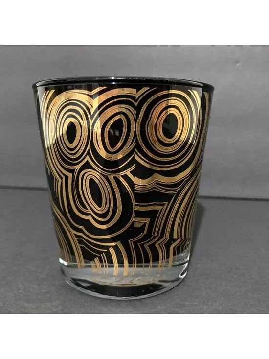 Jonathan Adler Black And Gold Malachite Old Fashioned Glass