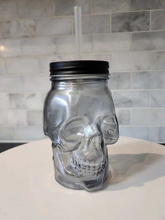Glass Skull Mason Jar Tumbler