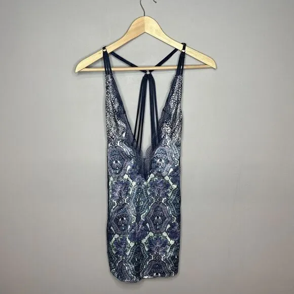 Victoria’s Secret Satin Purple Paisley Lace Trim Small Camisole